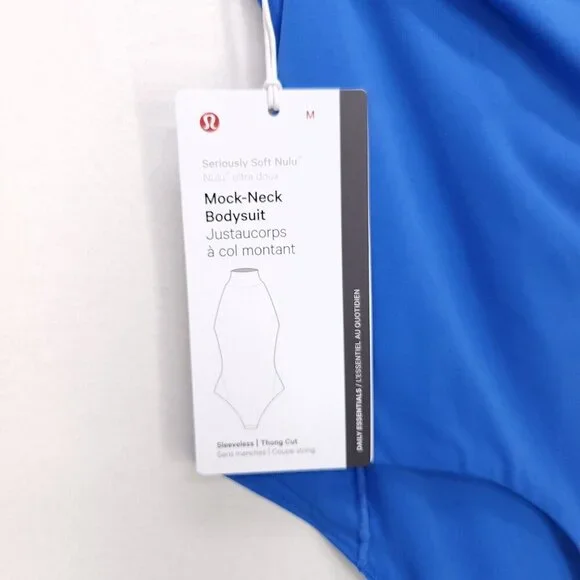 Lululemon Wundermost Ultra Soft Nulu Mock Neck Bodysuit Medium Sleeveless Blue - Picture 14 of 15